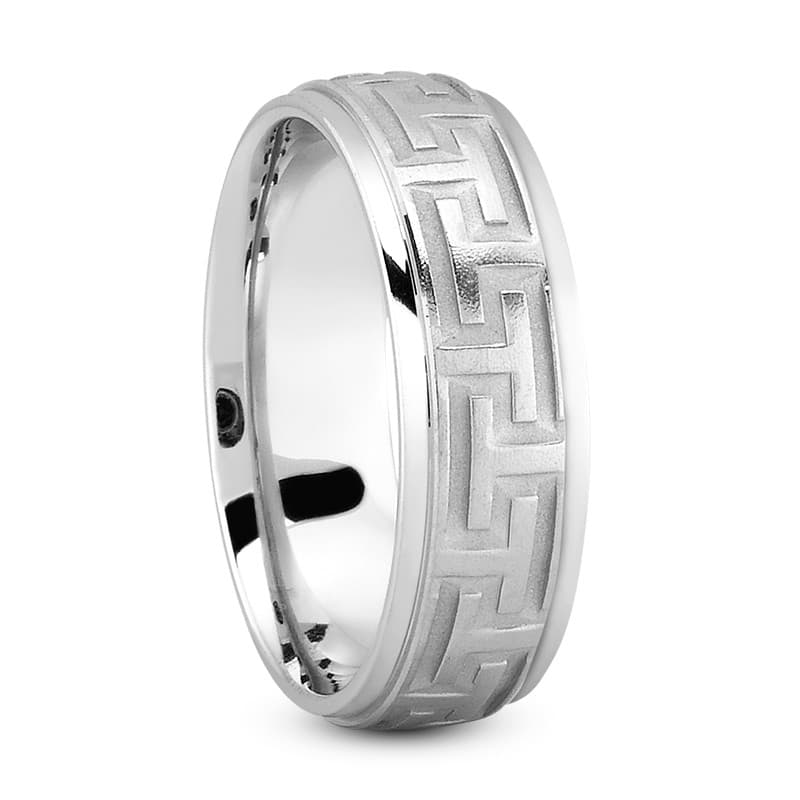 Mens 14KT White Gold Platinum Traditional Wedding Band M1123