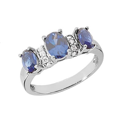 Ladies 14KT White Gold Platinum Color Stone Ring CSR1024