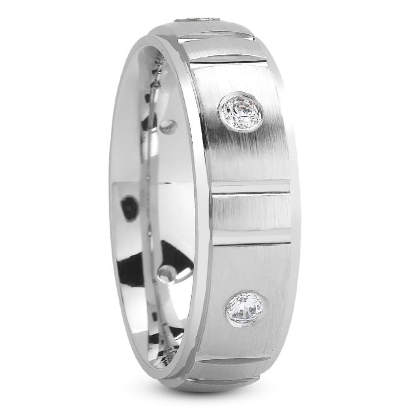 Ladies 14KT White Gold Platinum Traditional Wedding Band DB1051-7-RD