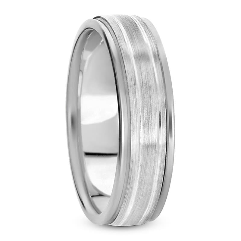 Mens 14KT White Gold Platinum Traditional Wedding Band M128