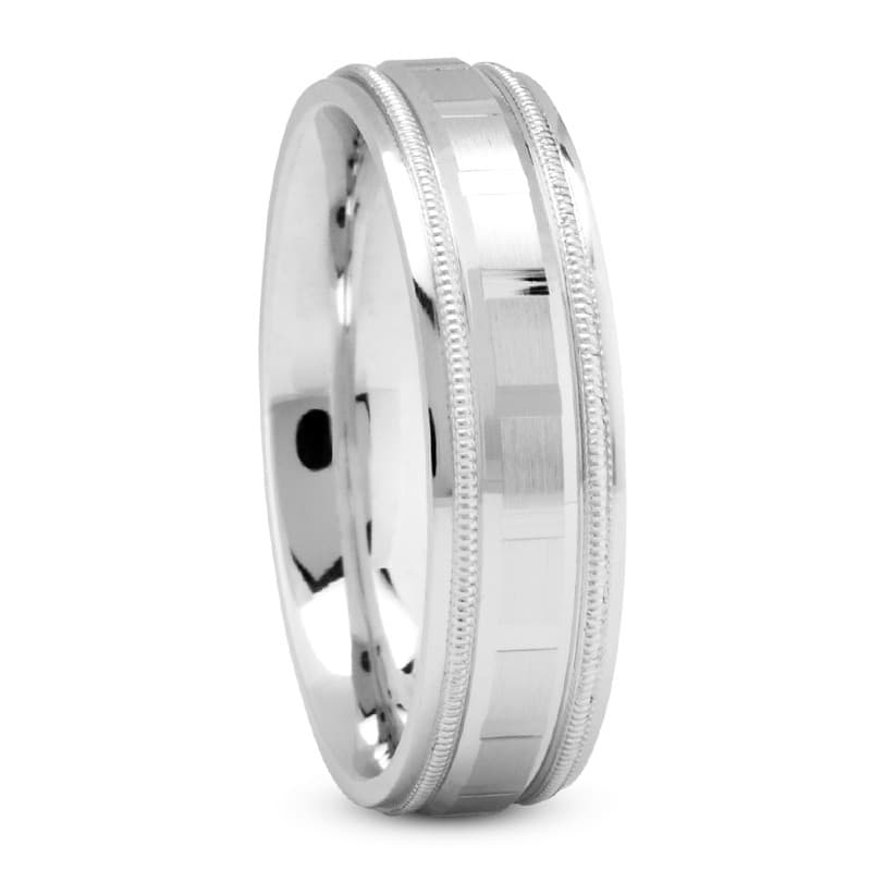Mens 14KT White Gold Platinum Traditional Wedding Band M384