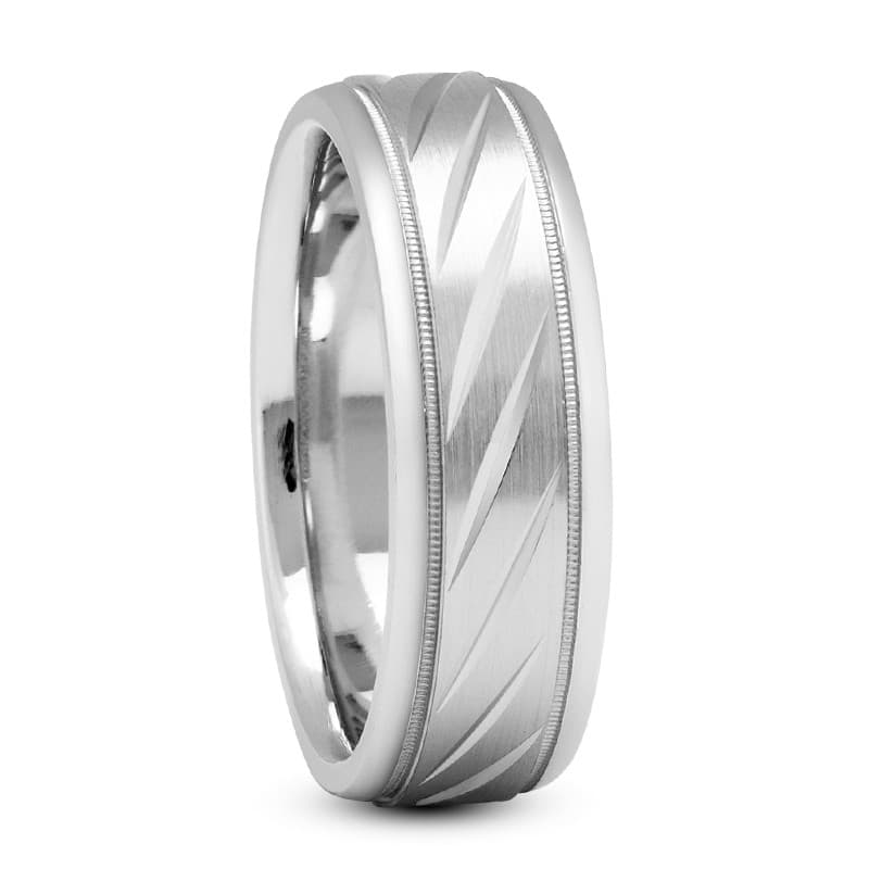 Mens 14KT White Gold Platinum Traditional Wedding Band M455