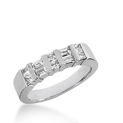 Ladies 14KT White Gold Platinum Diamond Wedding Band WB1734