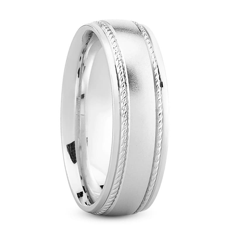 Mens 14KT White Gold Platinum Traditional Wedding Band M113