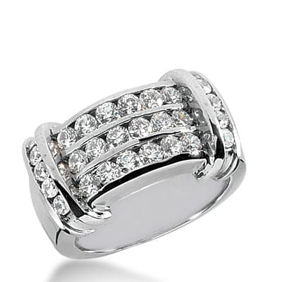 Ladies 14KT White Gold Platinum Round Diamond Wedding Band WB1691