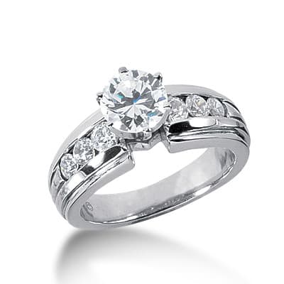 Ladies 14KT White Gold Platinum Fancy Engagement Ring ENR2762