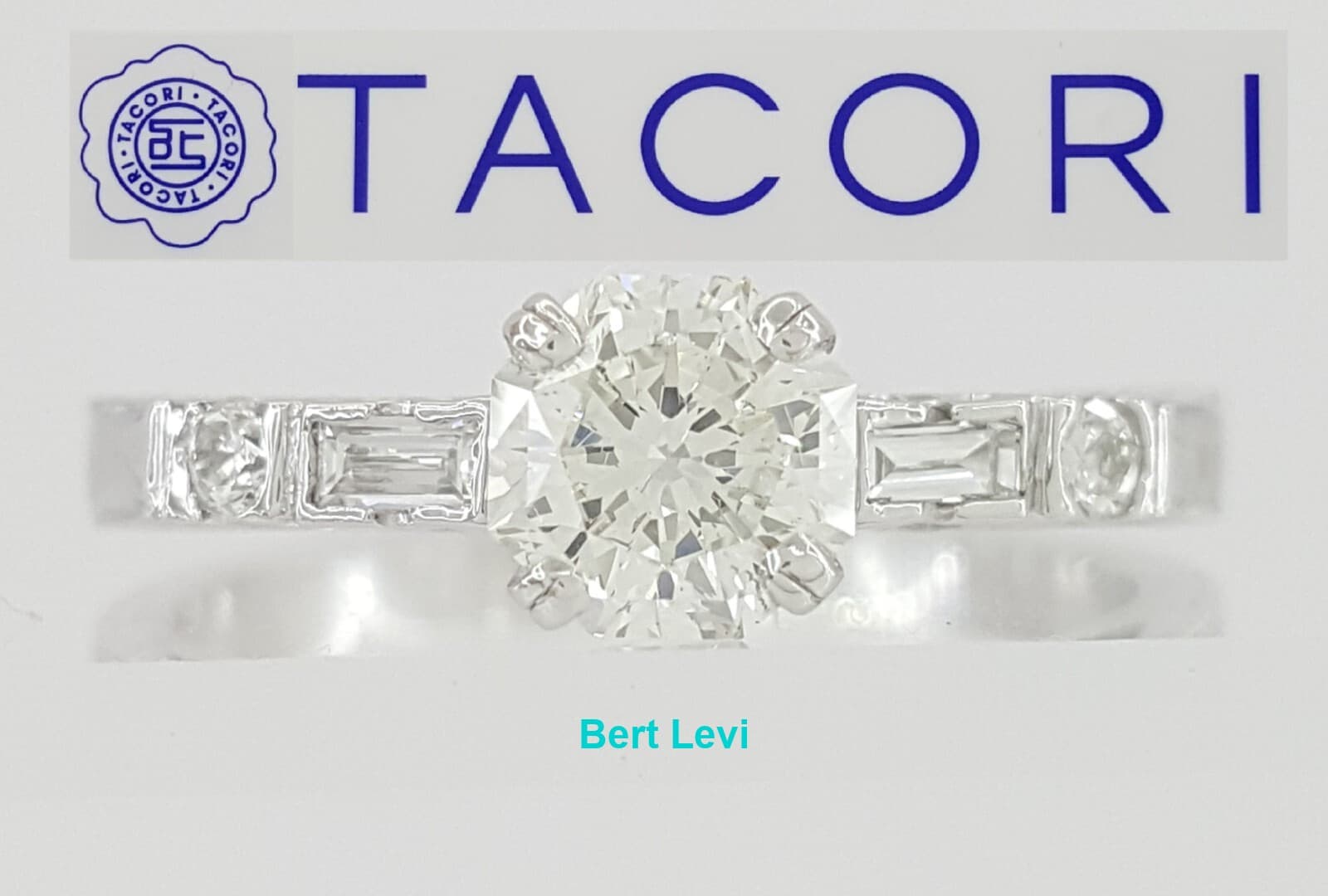 0.86 ct TACORI HT2222 Octagonal Diamond Hand Engraved Platinum Engagement Ring