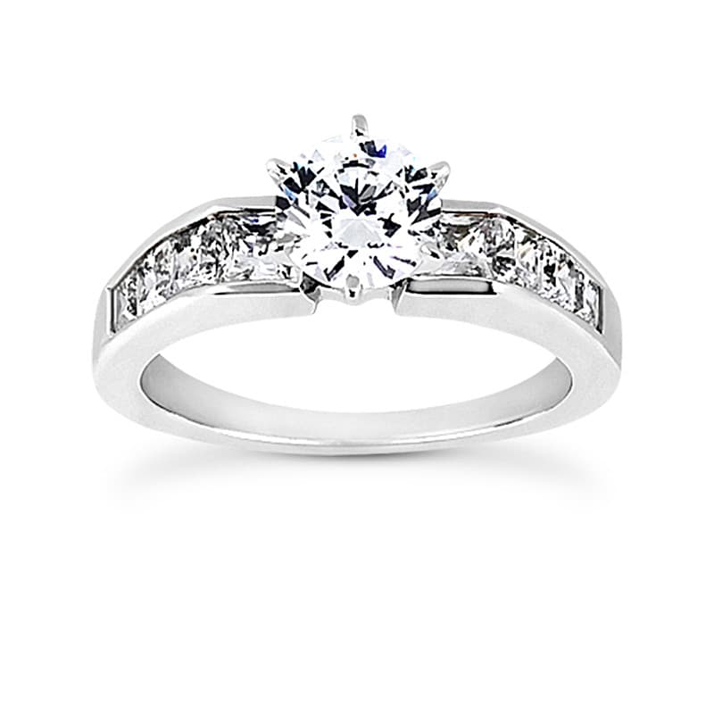 Ladies 14KT White Gold Platinum Fancy Engagement Set ENS978-A