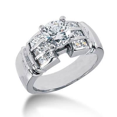 Ladies 14KT White Gold Platinum Fancy Engagement Ring ENR2179