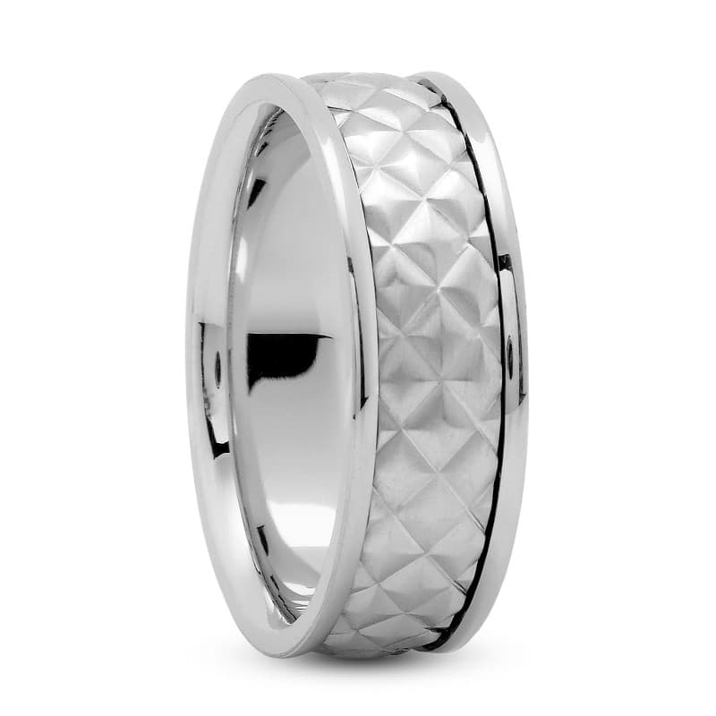 Mens 14KT White Gold Platinum Traditional Wedding Band M469