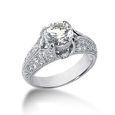 Ladies 14KT White Gold Platinum Fancy Engagement Ring ENR6252