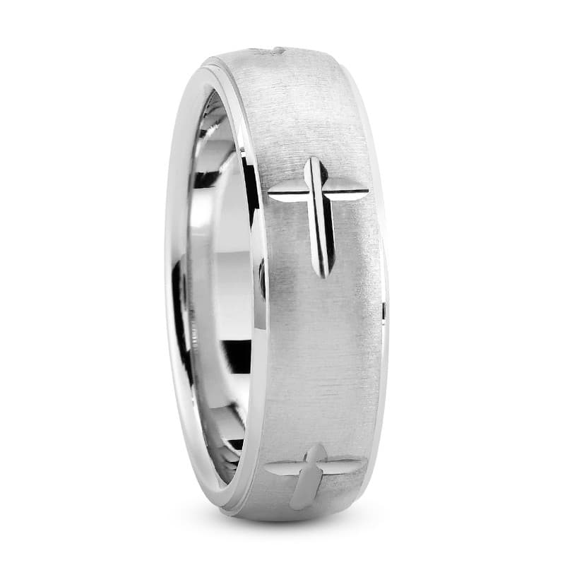 Mens 14KT White Gold Platinum Traditional Wedding Band M270