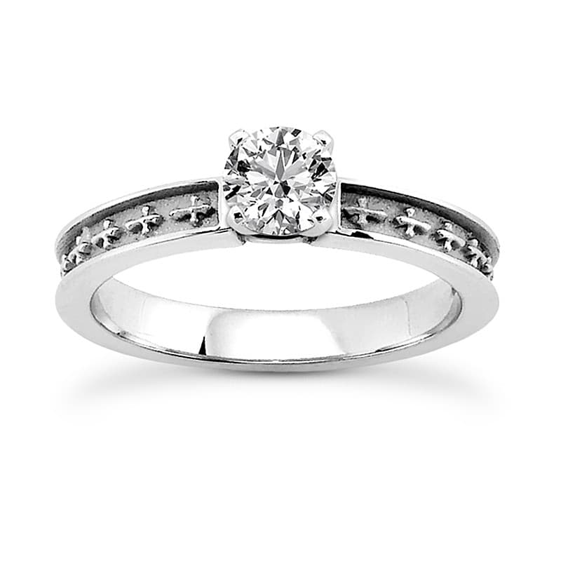 Ladies 14KT White Gold Platinum Solitaire Engagement Set ENS3632-A