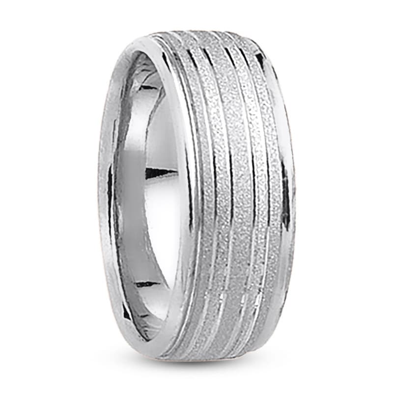 Mens 14KT White Gold Platinum Traditional Wedding Band M309