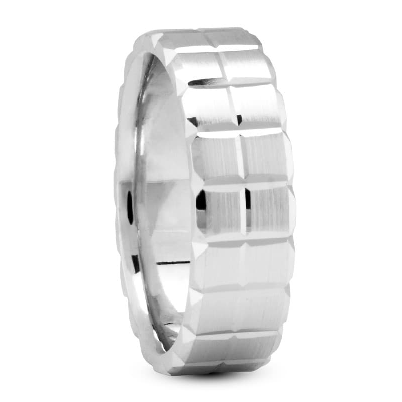 Mens 14KT White Gold Platinum Traditional Wedding Band M160