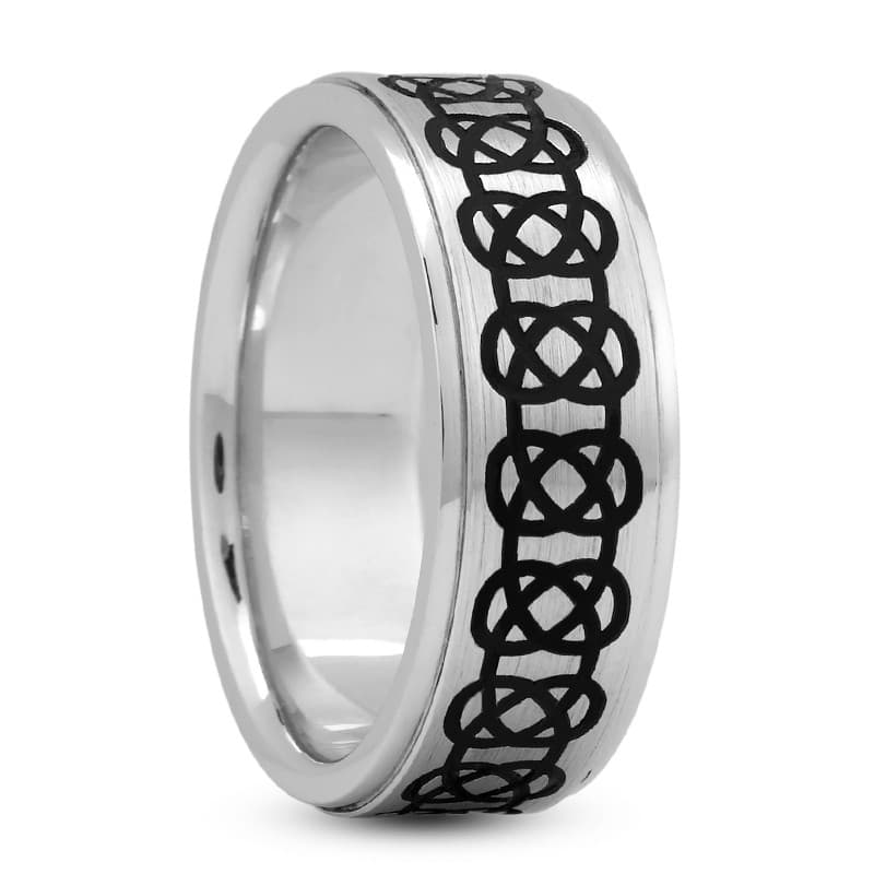 Mens 14KT White Gold Platinum Traditional Wedding Band M156