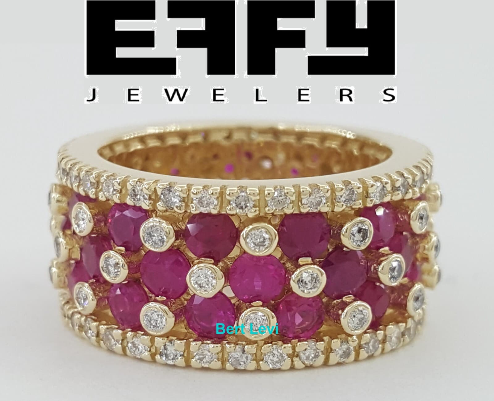 Effy Ruby & Diamond Eternity Ring 14K Yellow Gold 5 ct 9.7mm