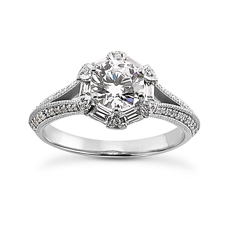 Ladies 14KT White Gold Platinum Fancy Engagement Set ENS2251-1.5-A
