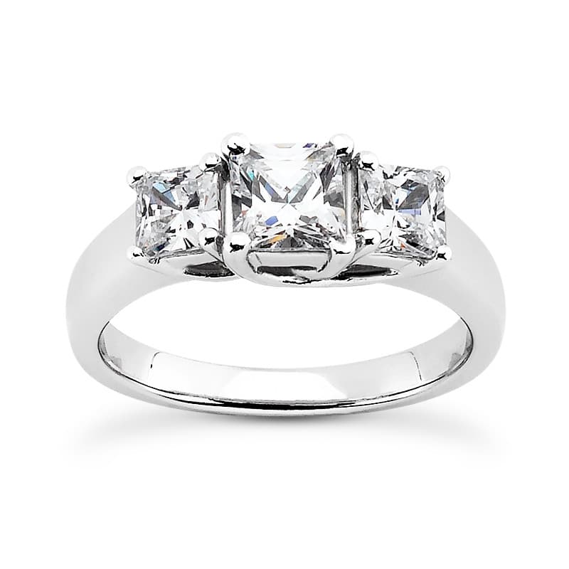 Ladies White Gold Platinum Princess Diamond Three Stones Engagement Ring ENR9044