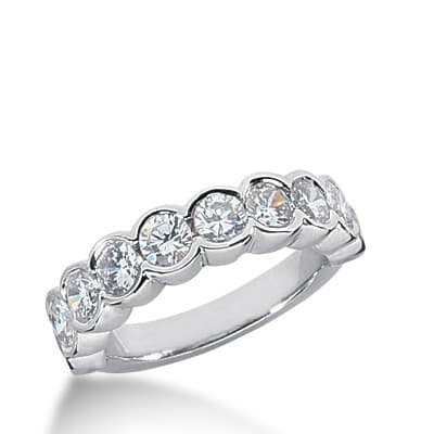 Ladies 14KT White Gold Platinum Round Diamond Wedding Band WB2289