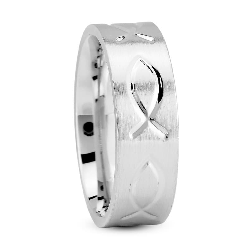 Mens 14KT White Gold Platinum Traditional Wedding Band M809