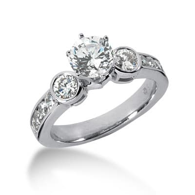 Ladies 14KT White Gold Platinum Fancy Engagement Set ENS466-A