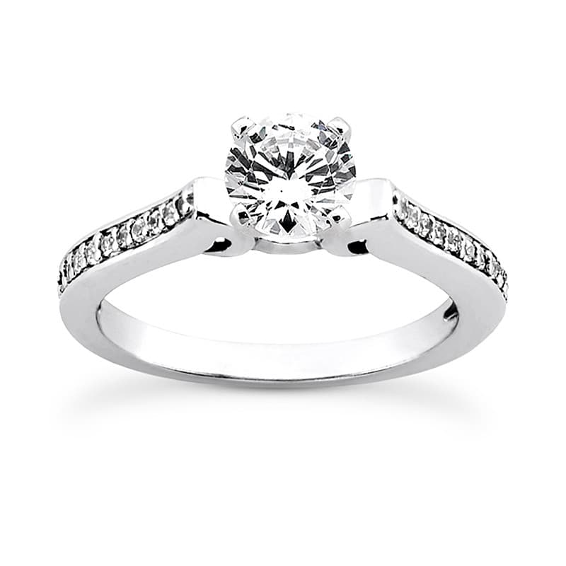 Ladies 14KT White Gold Platinum Round Diamond Tailored Engagement Set ENS3229-A