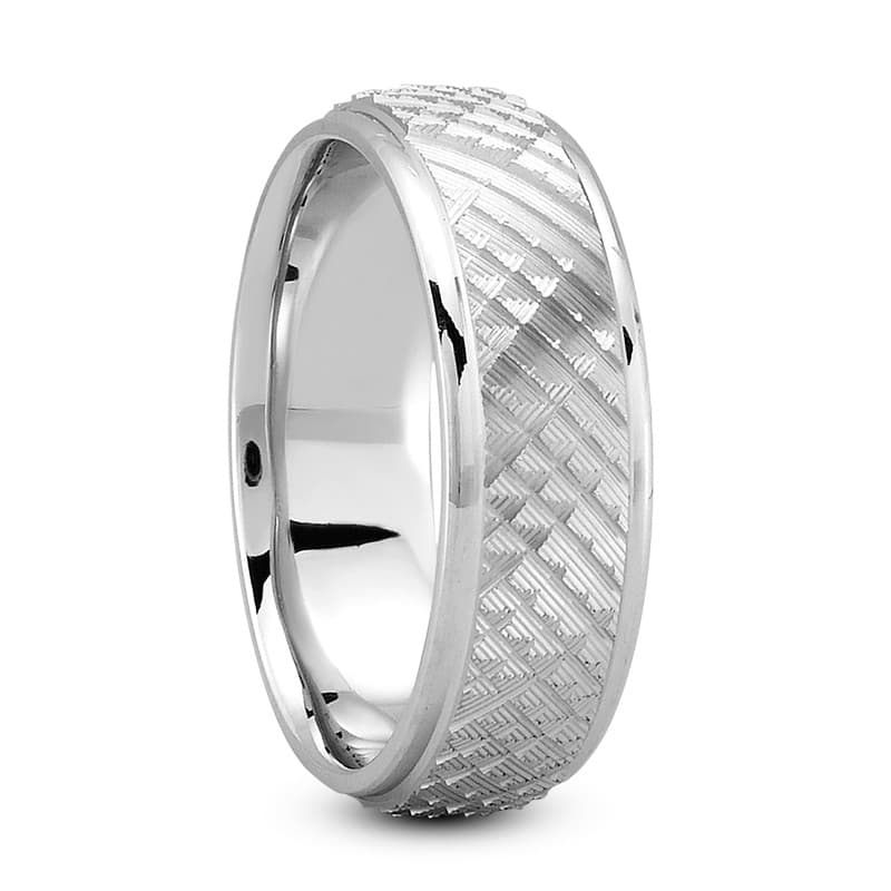 Mens 14KT White Gold Platinum Traditional Wedding Band M421