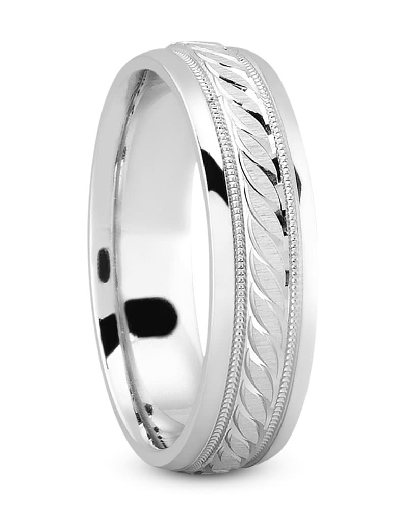 Mens 14KT White Gold Platinum Traditional Wedding Band M1033