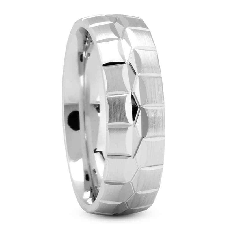 Mens 14KT White Gold Platinum Traditional Wedding Band M577