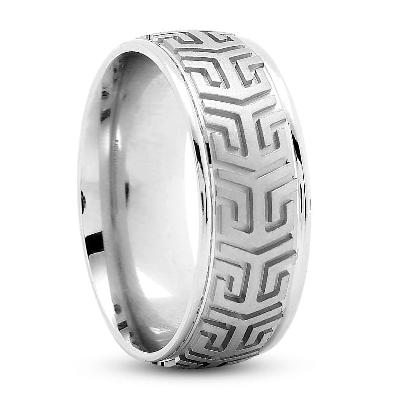 Mens 14KT White Gold Platinum Traditional Wedding Band M459