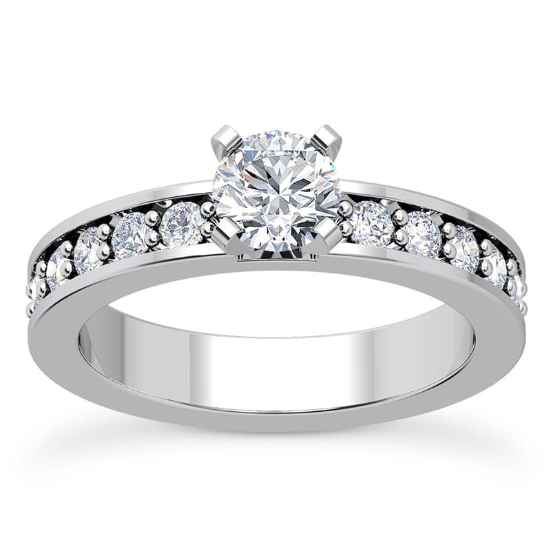 Ladies 14KT White Gold Platinum Fancy Engagement Set ENS2026-A