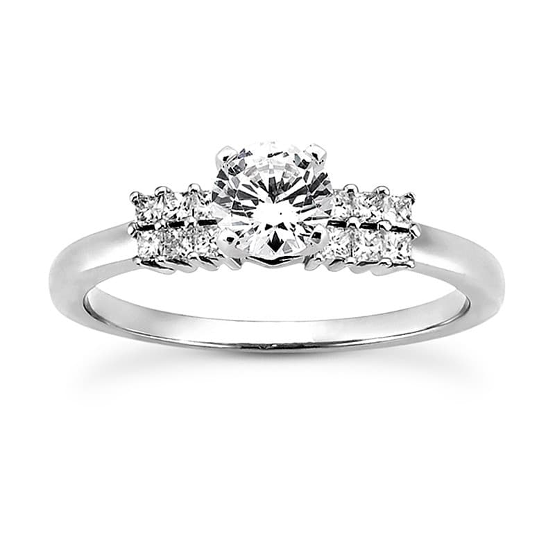 Ladies White Gold Platinum Princess Diamond Tailored Engagement Set ENS3120-A