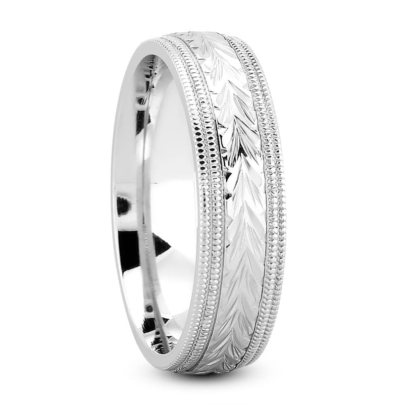 Mens 14KT White Gold Platinum Traditional Wedding Band M483-7