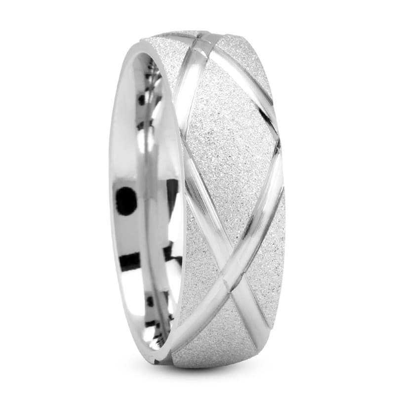 Mens 14KT White Gold Platinum Traditional Wedding Band M1184