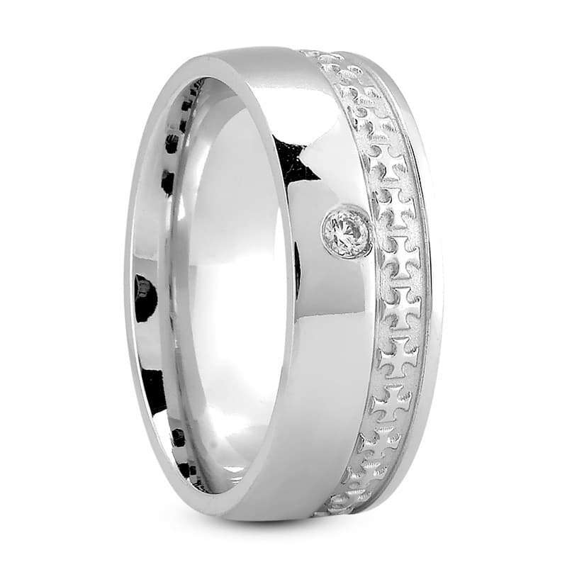 Ladies 14KT White Gold Platinum Traditional Wedding Band DB1329