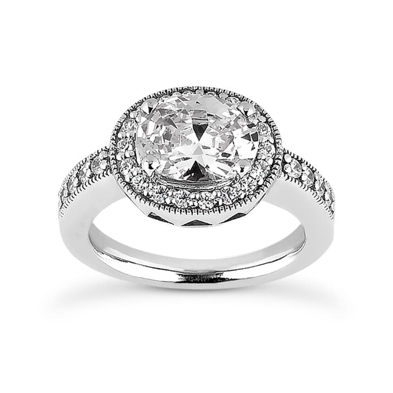Ladies 14KT White Gold Platinum Oval Cut Diamond Halo Engagement Ring ENR8583