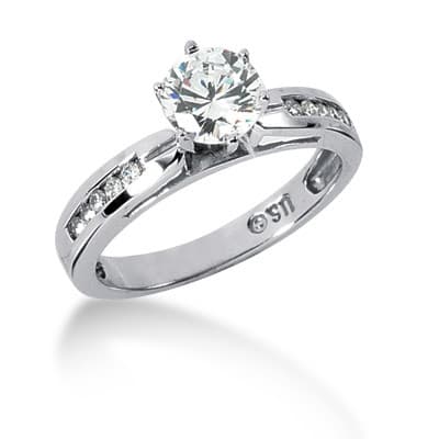 Ladies 14KT White Gold Platinum Fancy Engagement Set ENS597-A