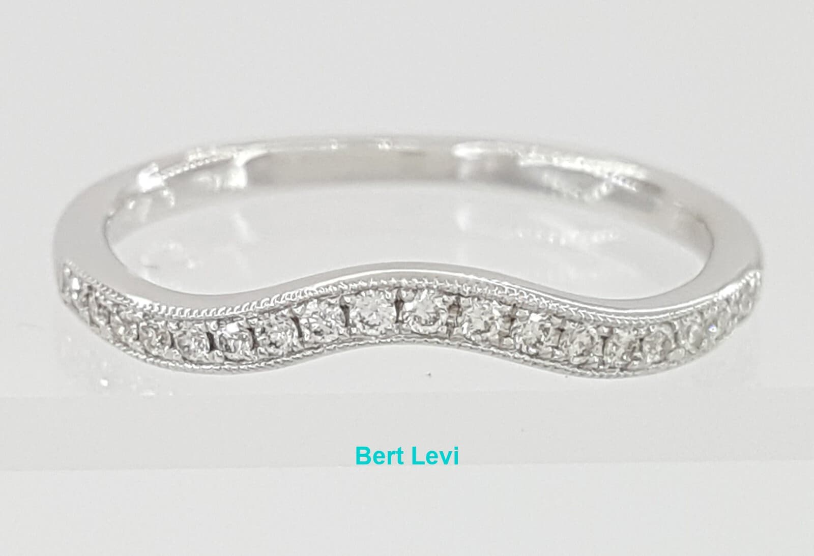 0.14 ct Diamonds 14K White Gold Curved / Contour Wedding Anniversary Band Ring