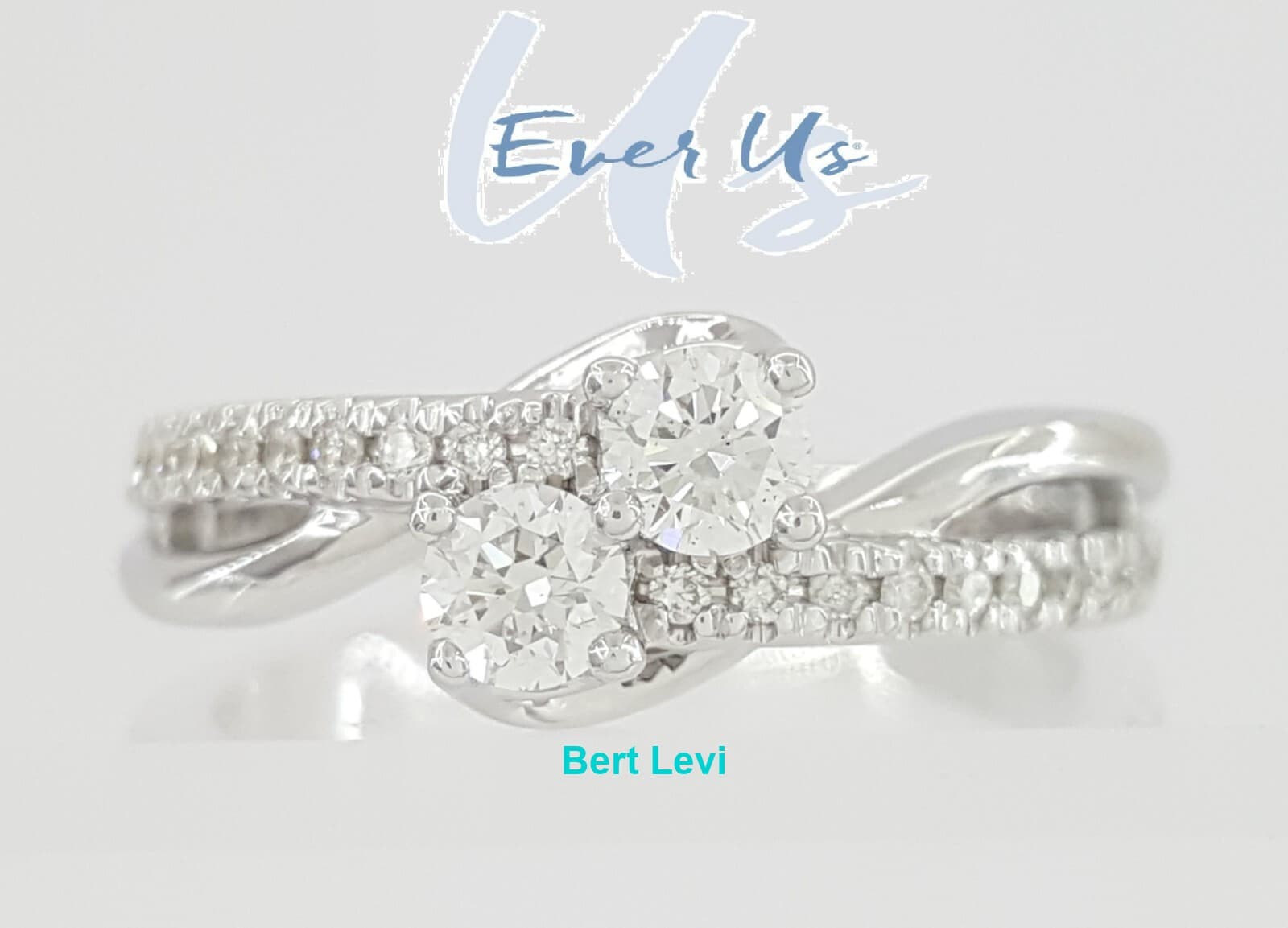 Ever Us Two Stone 0.56 ct 14K White Gold Round Cut Diamond Engagement Ring