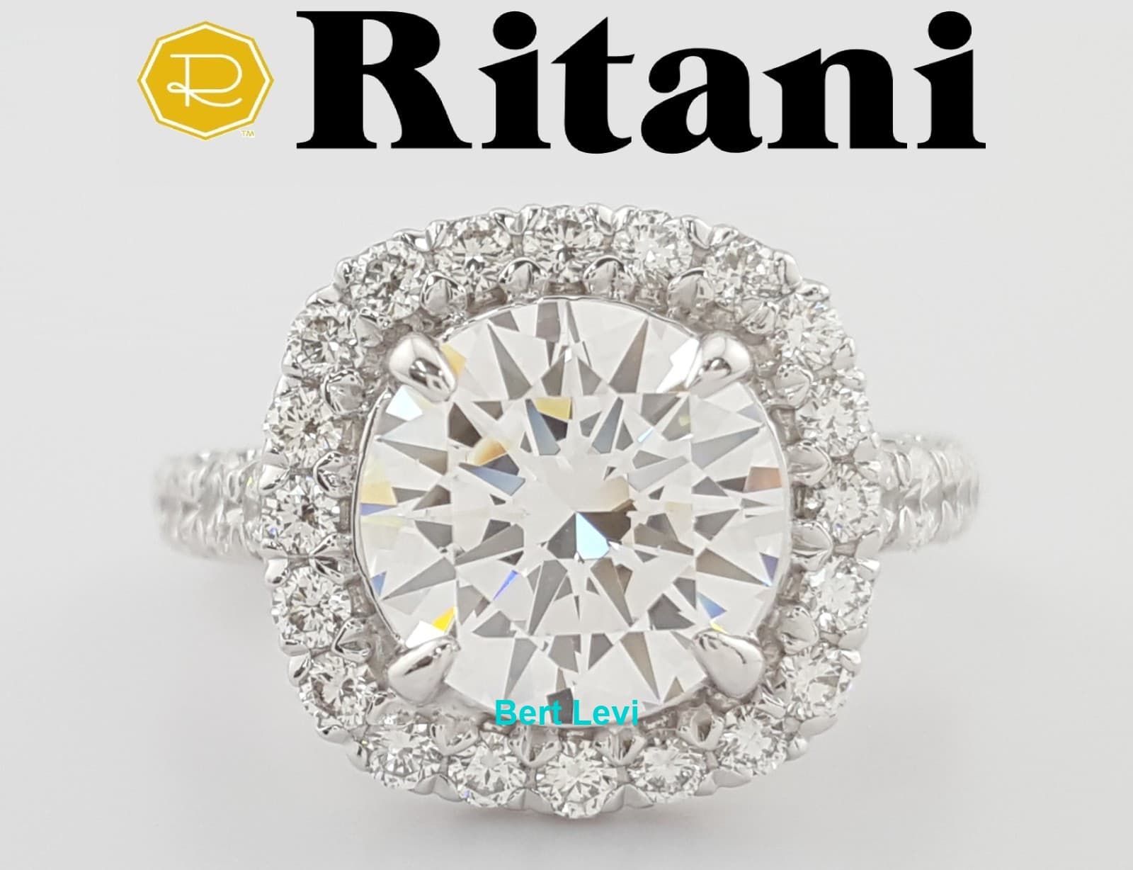 Ritani Masterwork 1RZ2817 Semi-Mount Engagement Ring 0.83ct 14k W Gold Rt $5,375