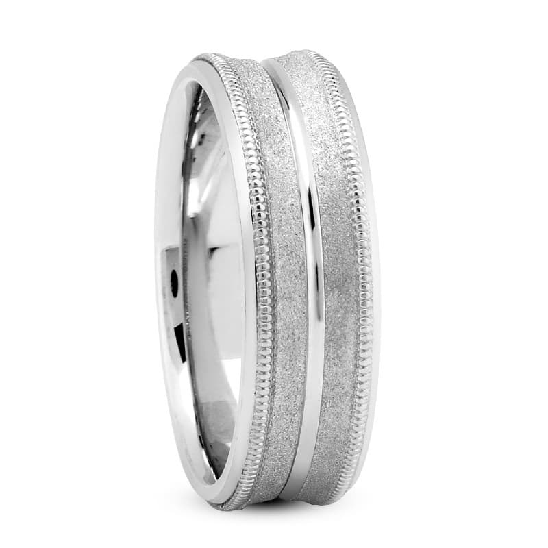Mens 14KT White Gold Platinum Traditional Wedding Band M495