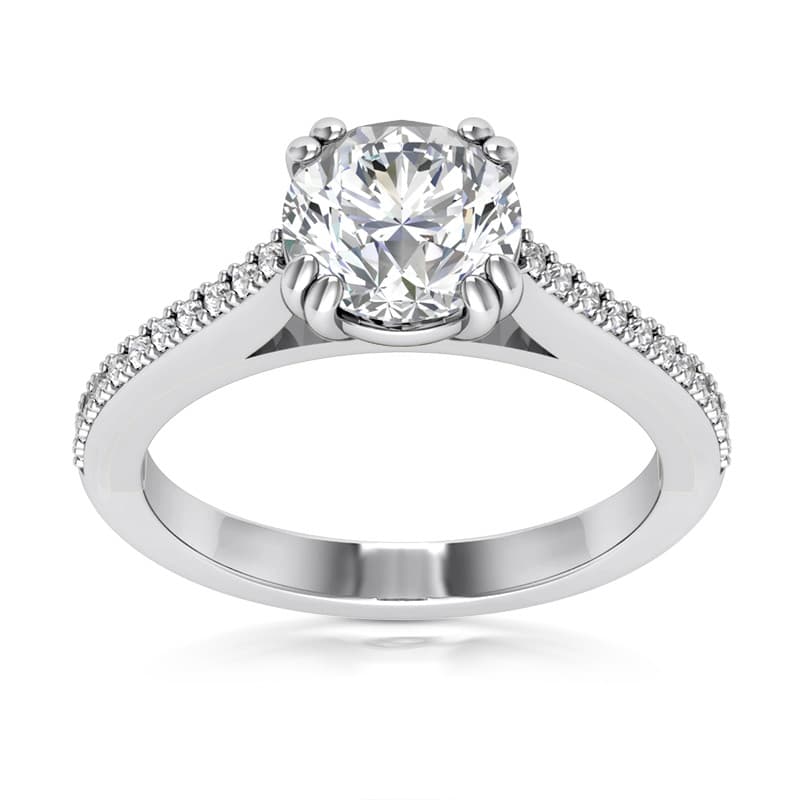 Ladies 14KT White Gold Platinum Fancy Engagement Ring ENR9495-1