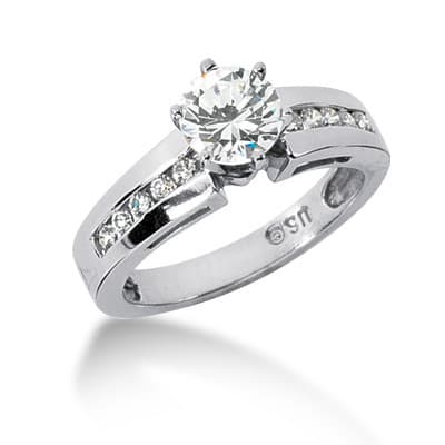 Ladies 14KT White Gold Platinum Fancy Engagement Set ENS600-A