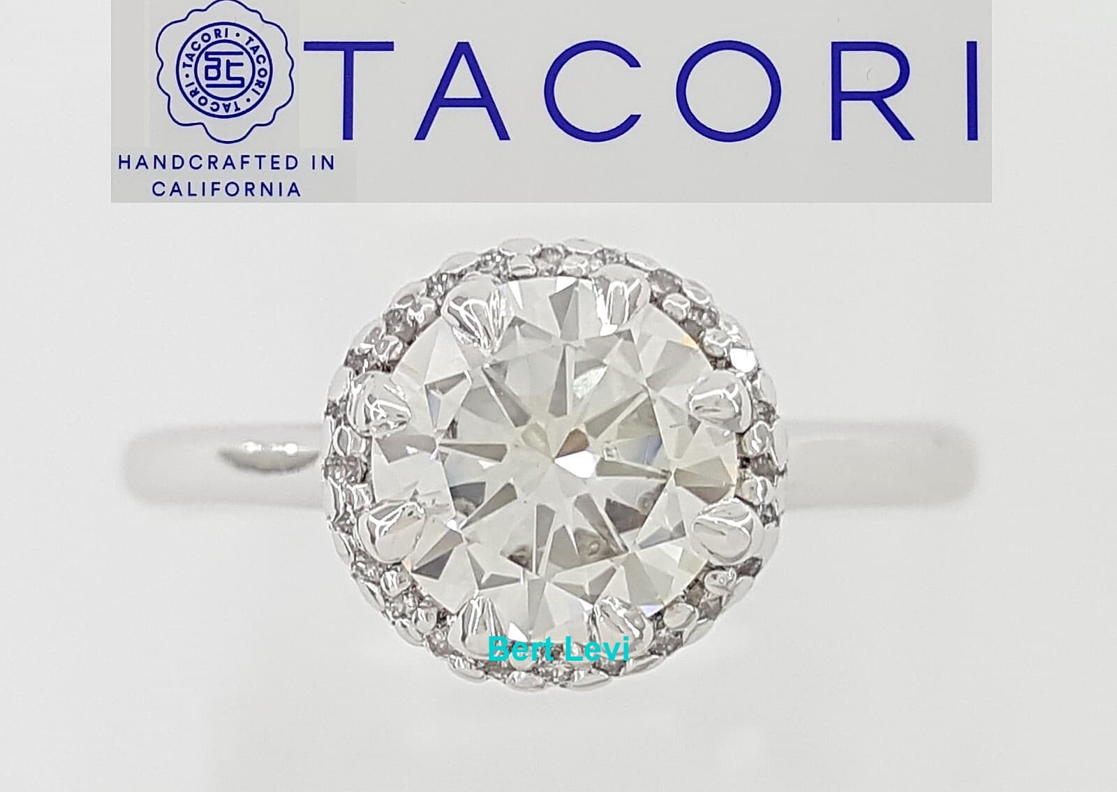 Tacori Round Diamond Halo Engagement Ring 1.16 ct Platinum Ratail $10K