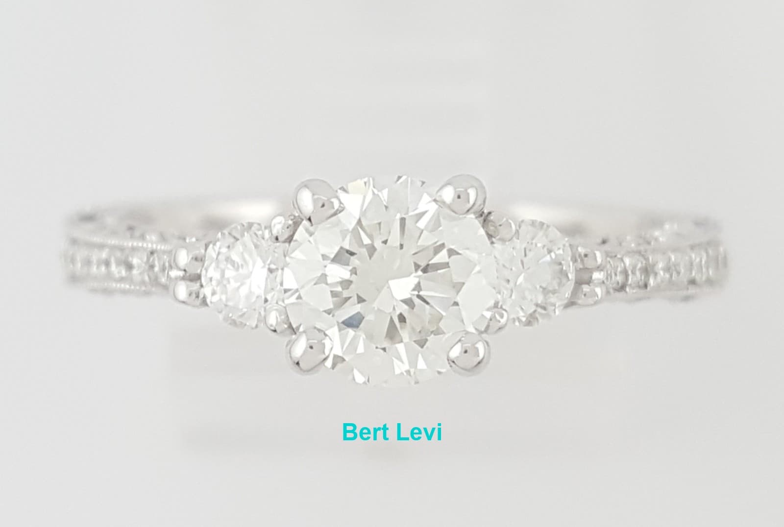 Round Diamond Three Stone Engagement Ring 1.11 ct 14k White Gold Rtl $6K