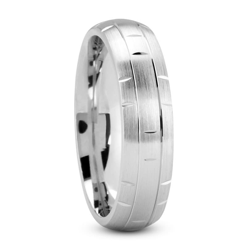 Mens 14KT White Gold Platinum Traditional Wedding Band M594