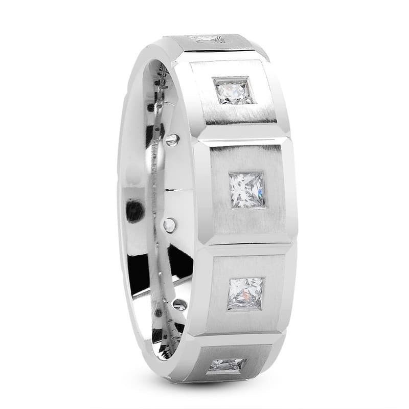 Ladies 14KT White Gold Platinum Traditional Wedding Band DBM121-8-PR