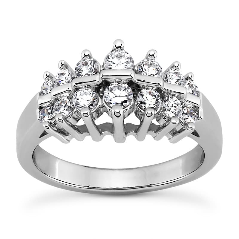 Ladies 14KT White Gold Platinum Round Diamond Wedding Band WB1756