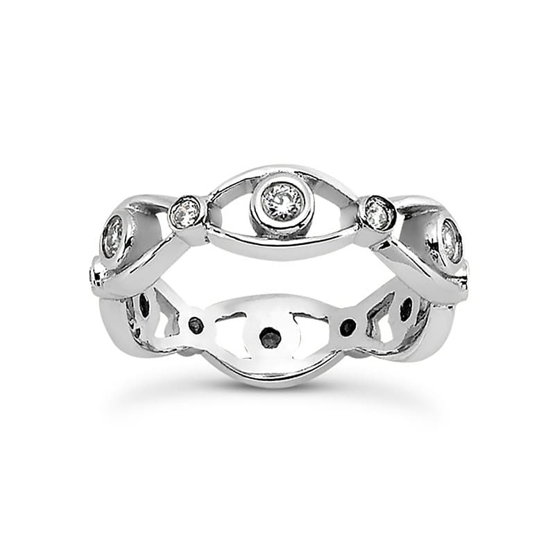 Ladies 14KT White Gold Platinum Eternity Wedding Band EWB497-4